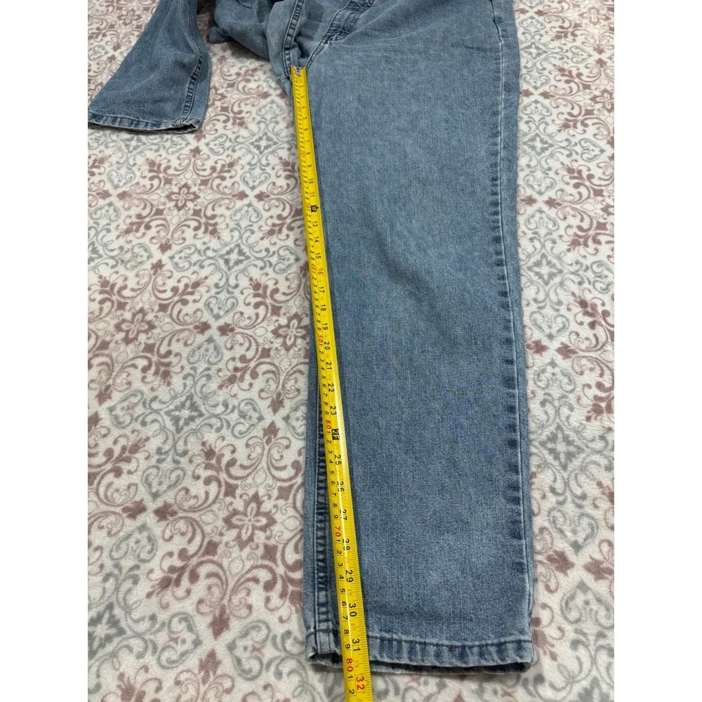 Vintage Lee High Waisted Mom Jeans Light Wash Elastic Waist Tapered Leg 14M 14L